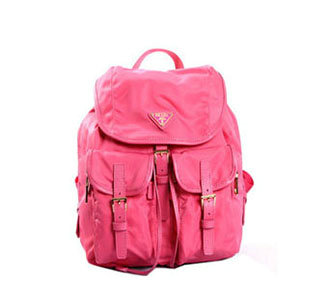 2014 Prada microfiber nylon drawstring backpack bag BZ0030 rosered